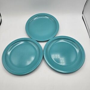 Vtg Set Lot of 3 Texas Ware 7 1/4" Salad Plates 138  USA Turquois Blue Green